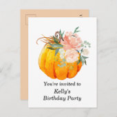 herfst, floral, pumpkin verjaardagsuitnodiging bri uitnodiging briefkaart (Voorkant / Achterkant)