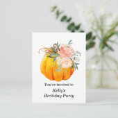 herfst, floral, pumpkin verjaardagsuitnodiging bri uitnodiging briefkaart (Staand voorkant)