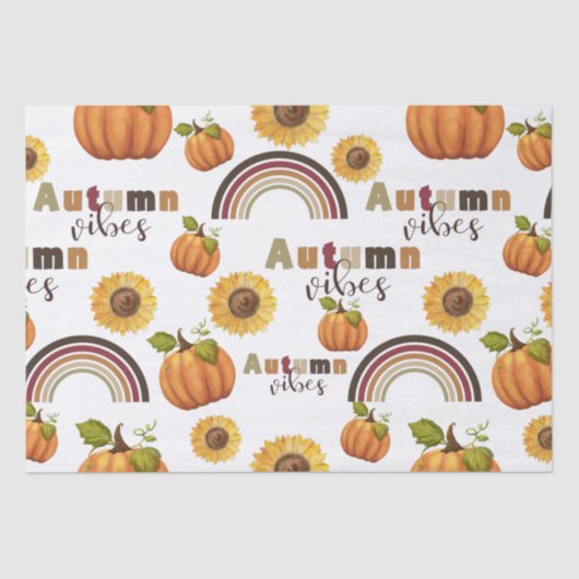  herfst Floral Pumpkin Vibes Tissuepapier (Voorkant)