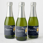 Herfst Floral Pumpkin Wedding Custom Sparkling Wijnetiket (Flessen)