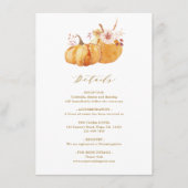 Herfst Floral Pumpkin Wedding Gold Informatiekaartje (Voorkant)