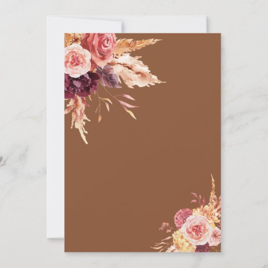 Herfst Floral Pumpkin Wedding Gold Script Kaart (Achterkant)