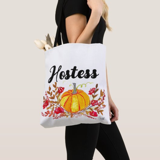 Herfst Floral Pumpkin Wedding in de herfst Tote Bag (Dichtbij)