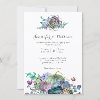 Herfst Floral Pumpkin Wedding Kaart