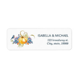 Herfst Floral Pumpkin Wedding Return Address Label