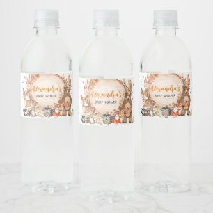 Herfst Floral Pumpkin Woodland Baby shower Waterfles Etiket