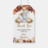 Herfst Floral Pumpkins Cute Elephant Baby shower Cadeaulabel (Voorkant)