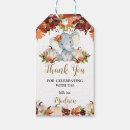 Herfst Floral Pumpkins Cute Elephant Baby shower Cadeaulabel