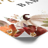 Herfst Floral Pumpkins Cute Elephant Baby shower Poster (Hoek)