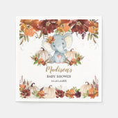 Herfst Floral Pumpkins Cute Elephant Baby shower Servet (Voorkant)