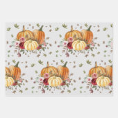 Herfst Floral Pumpkins Eucalyptus Leaves Greenery Inpakpapier Vel (Voorkant)