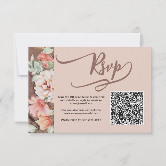 Herfst Floral QR Code Response Kaart RSVP (Voorkant)
