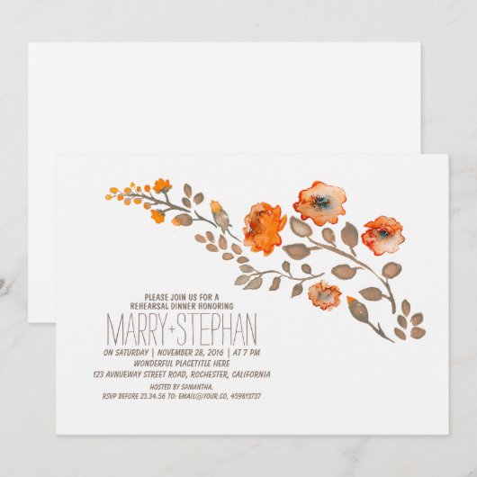 herfst floral repetial diner kaart (Voorkant / Achterkant)