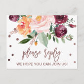 Herfst Floral Roos Gold Light Menu Keuze RSVP (Voorkant)