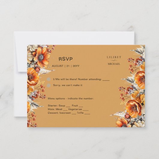 HERFST FLORAL RSVP | ORANJE BLOEMEN | RUSTIEKE BRU (Voorkant)