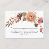 Herfst Floral Rustic BOHO Waterverf Diaper Raffle Informatiekaartje (Achterkant)