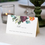 Herfst Floral Rustic Elegant Wedding, vers Plaatskaartje<br><div class="desc">Kleurrijke roestbloemen in de Bourgogne, wazige roze, russet oranje en blauwgroen eucalyptus en de bovenrand van deze mooie gevouwen plaatskaart. De facultatieve tekst is toegevoegd om een trouwontvangst, banquets en gebeurtenissen aan te passen die lijst genummerde zitting gebruiken. Deze optionele tekst kan worden verwijderd door deze te verwijderen als u...</div>