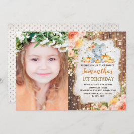 Herfst Floral Rustic First Birthday Kaart