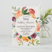 Herfst floral rustic verjaardagsfeestje , volwasse kaart (Staand voorkant)
