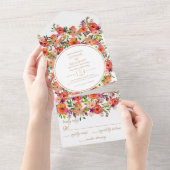 Herfst Floral Rustic Wedding All in One Uitnodigin Uitnodiging (Afscheurbaar)
