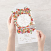 Herfst Floral Rustic Wedding All in One Uitnodigin Uitnodiging (Afscheurbaar)