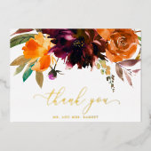 Herfst Floral Rustic Wedding Hartelijk dank Folie Uitnodiging (Voorkant)