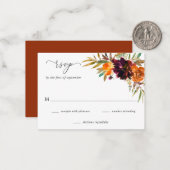 Herfst Floral Rustic Wedding Mini RSVP-kaart Notitiekaartje (Voorkant / Achterkant in situ)