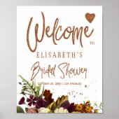 Herfst floral rusty vrijgezellenfeest welkomstteke poster (Voorkant)