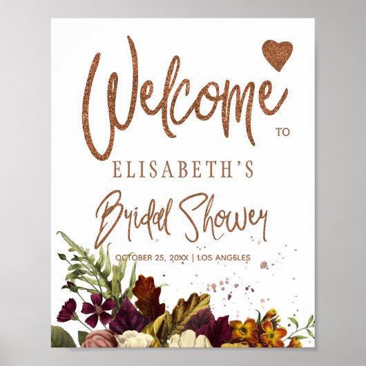 Herfst floral rusty vrijgezellenfeest welkomstteke poster (Voorkant)