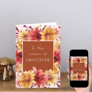 Herfst Floral Sason of Gratitude Thanksgiving Feestdagen Kaart