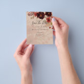 Herfst Floral SAVE DATES Terracotta Burgundy Red Flyer (Hand)