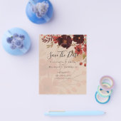 Herfst Floral SAVE DATES Terracotta Burgundy Red Flyer (Enkel)