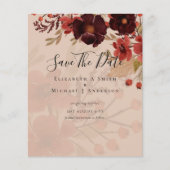 Herfst Floral SAVE DATES Terracotta Burgundy Red Flyer (Voorkant)