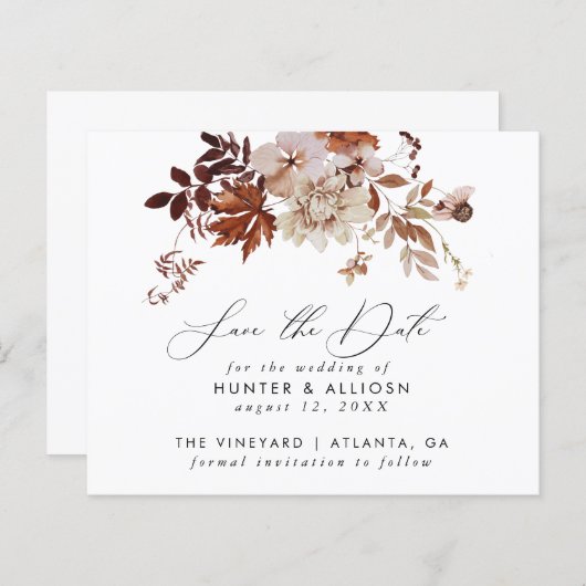 Herfst Floral Save the Date (Voorkant / Achterkant)
