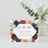 Herfst Floral Save the Date Briefkaart (Staand voorkant)