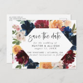 Herfst Floral Save the Date Briefkaart (Voorkant / Achterkant)