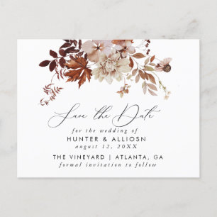 Herfst Floral Save the Date Briefkaart