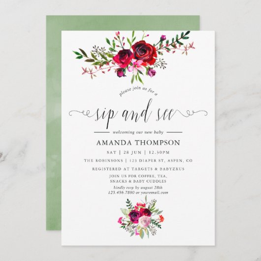 Herfst Floral Sip en zie Kaart (Voorkant / Achterkant)