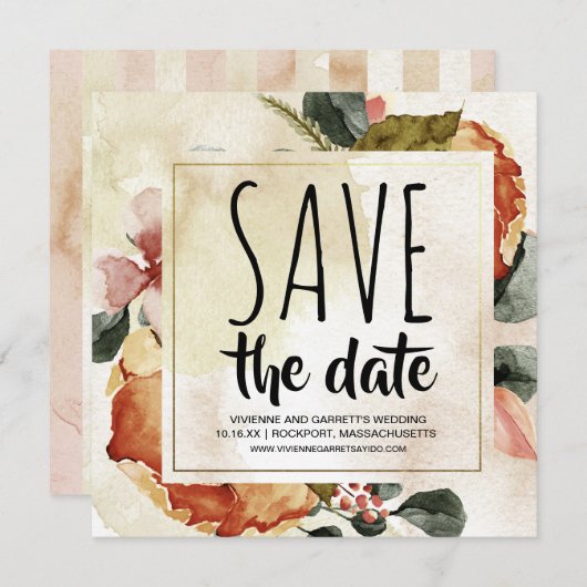  herfst Floral sparen de Datum Save The Date (Voorkant / Achterkant)