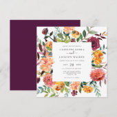 Herfst Floral Square Weddenschap Kaart (Voorkant / Achterkant)