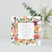 Herfst Floral Square Weddenschap Kaart (Staand voorkant)