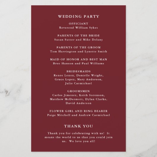 Herfst Floral Sunflower Rustic Wedding Programme (Achterkant)