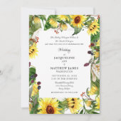 Herfst Floral Sunflower Wedding Kaart (Voorkant)