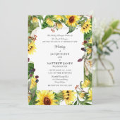 Herfst Floral Sunflower Wedding Kaart (Staand voorkant)