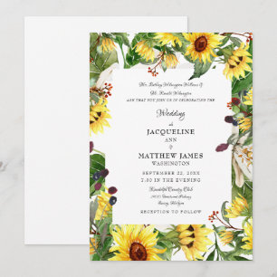 Herfst Floral Sunflower Wedding Kaart