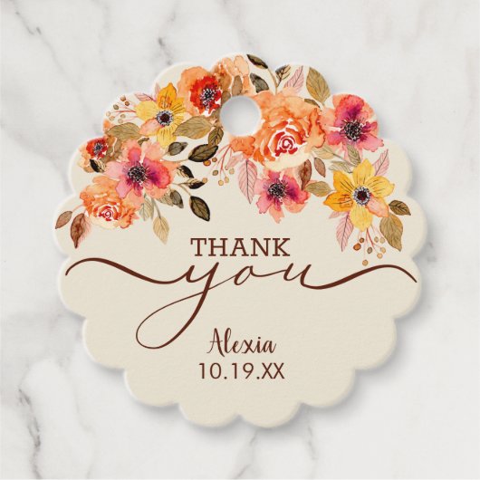 Herfst Floral Swag Shower Hartelijk dank Bedankjes Labels (Voorkant)