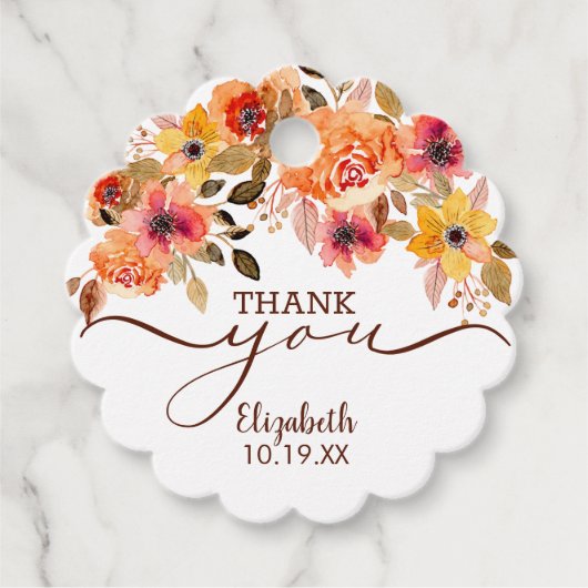 Herfst Floral Swag Shower Hartelijk dank Bedankjes Labels (Voorkant)