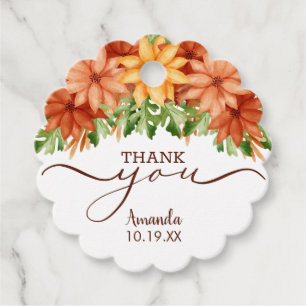 Herfst Floral Swag Shower - Hartelijk dank voor uw Bedankjes Labels