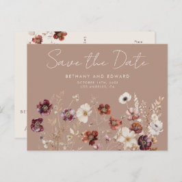 Herfst Floral Taupe Wedding Save the Date Briefkaart