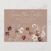 Herfst Floral Taupe Wedding Save the Date Briefkaart (Voorkant)